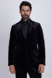 Barabas Wholesale Men's Velvet Shiny Design Notch Lapel Blazer 5BL13 Black