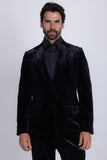 Barabas Wholesale Men's Velvet Shiny Design Notch Lapel Blazer 5BL13 Black