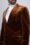 Barabas Wholesale Men's Velvet Shiny Design Notch Lapel Blazer 5BL13 Brown