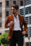 Barabas Wholesale Men's Velvet Shiny Design Notch Lapel Blazer 5BL13 Coffee