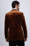 Barabas Wholesale Men's Velvet Shiny Design Notch Lapel Blazer 5BL13 Coffee