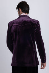 Barabas Wholesale Men's Velvet Shiny Design Notch Lapel Blazer 5BL13 Purple