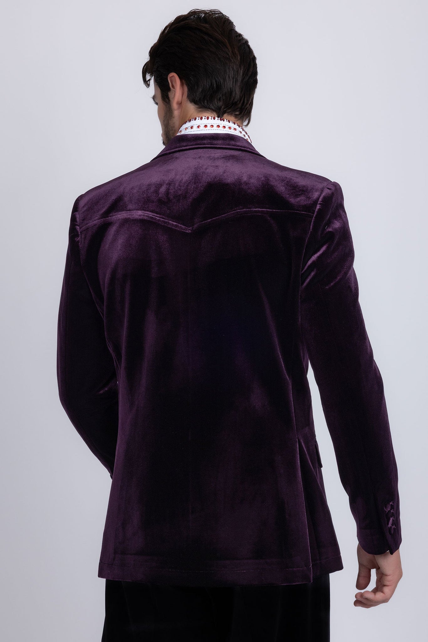 Barabas Wholesale Men's Velvet Shiny Design Notch Lapel Blazer 5BL13 Purple