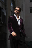 Barabas Wholesale Men's Velvet Shiny Design Notch Lapel Blazer 5BL13 Purple