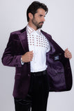 Barabas Wholesale Men's Velvet Shiny Design Notch Lapel Blazer 5BL13 Burgundy