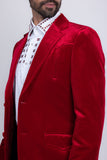 Barabas Wholesale Men's Velvet Shiny Design Notch Lapel Blazer 5BL13 Red