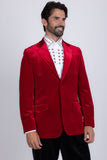 Barabas Wholesale Men's Velvet Shiny Design Notch Lapel Blazer 5BL13 Red