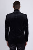 Barabas Men's Rhinestones Velvet Shawl Lapel Floral Blazer 5BL15 Black