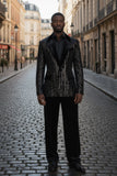 Barabas Wholesale Men's Sequin Geometric Design Peak Lapel Blazer 5BL16 Black