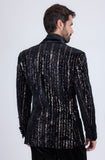 Barabas Wholesale Men's Sequin Geometric Design Peak Lapel Blazer 5BL16 Black