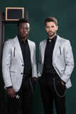 Barabas Wholesale Men's Shiny Geometric Design Notch Lapel Blazer 5BL17 Charcoal