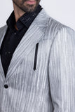 Barabas Wholesale Men's Shiny Geometric Design Notch Lapel Blazer 5BL17 Charcoal