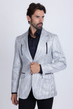 Barabas Wholesale Men's Shiny Geometric Design Notch Lapel Blazer 5BL17 Grey