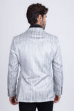 Barabas Wholesale Men's Shiny Geometric Design Notch Lapel Blazer 5BL17 SIlver