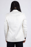 Barabas Wholesale Men's Shiny Geometric Notch Lapel Blazer 5BL17 White Gold