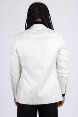Barabas Wholesale Men's Shiny Geometric Design Notch Lapel Blazer 5BL17 White Gold