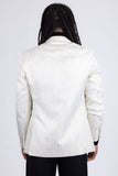 Barabas Wholesale Men's Shiny Geometric Design Notch Lapel Blazer 5BL17 White Gold