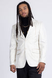 Barabas Wholesale Men's Shiny Geometric Notch Lapel Blazer 5BL17 White Gold