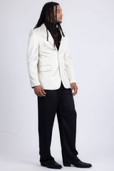 Barabas Wholesale Men's Shiny Geometric Notch Lapel Blazer 5BL17 White Gold