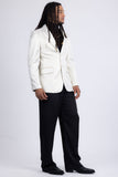 Barabas Wholesale Men's Shiny Geometric Notch Lapel Blazer 5BL17 White Gold