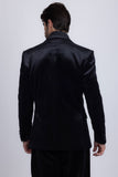 Barabas Wholesale Men's Velvet Shiny Design Notch Lapel Blazer 5BL18 Black