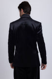 Barabas Wholesale Men's Velvet Shiny Design Notch Lapel Blazer 5BL18 Black