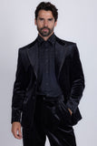 Barabas Wholesale Men's Velvet Shiny Design Notch Lapel Blazer 5BL18 Black