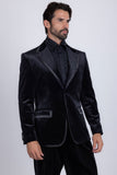 Barabas Wholesale Men's Velvet Shiny Design Notch Lapel Blazer 5BL18 Black