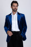 Barabas Wholesale Men's Velvet Shiny Design Notch Lapel Blazer 5BL18 Blue