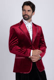 Barabas Wholesale Men's Velvet Shiny Design Notch Lapel Blazer 5BL18 Burgundy