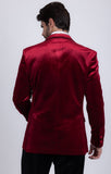 Barabas Wholesale Men's Velvet Shiny Design Notch Lapel Blazer 5BL18 Burgundy