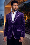 Barabas Wholesale Men's Velvet Shiny Design Notch Lapel Blazer 5BL18 Purple