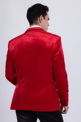 Barabas Wholesale Men's Velvet Shiny Design Notch Lapel Blazer 5BL18 Red