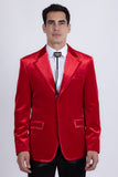 Barabas Wholesale Men's Velvet Shiny Design Notch Lapel Blazer 5BL18 Red