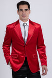 Barabas Wholesale Men's Velvet Shiny Design Notch Lapel Blazer 5BL18 Red