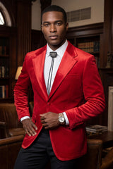 Barabas Wholesale Men's Velvet Shiny Design Notch Lapel Blazer 5BL18 Red