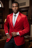 Barabas Wholesale Men's Velvet Shiny Design Notch Lapel Blazer 5BL18 Red