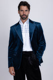 Barabas Wholesale Men's Velvet Shiny Design Notch Lapel Blazer 5BL18 Teal