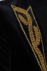 Barabas Wholesale Men's Pearl Geometric Design Peak Lapel Blazer 5BL19 Black Gold