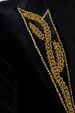 Barabas Wholesale Men's Pearl Geometric Design Peak Lapel Blazer 5BL19 Black Gold
