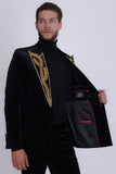 Barabas Wholesale Men's Pearl Geometric Design Peak Lapel Blazer 5BL19 Black Gold