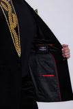 Barabas Wholesale Men's Pearl Geometric Design Peak Lapel Blazer 5BL19 Black Gold