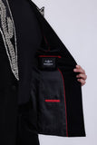 Barabas Wholesale Men's Pearl Geometric Design Peak Lapel Blazer 5BL19 Black Silver