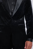 Barabas Wholesale Men's Velvet Rhinestones Design Peak Lapel Blazer 5BL20 Black Black