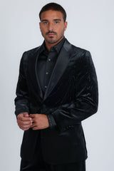 Barabas Wholesale Men's Velvet Rhinestones Design Peak Lapel Blazer 5BL20 Black Black