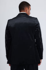 Barabas Wholesale Men's Velvet Rhinestones Design Peak Lapel Blazer 5BL20 Black Silver