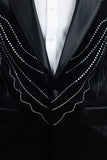 Barabas Wholesale Men's Velvet Rhinestones Design Peak Lapel Blazer 5BL20 Black Silver