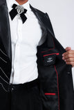 Barabas Wholesale Men's Velvet Rhinestones Design Peak Lapel Blazer 5BL20 Black Silver