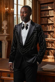 Barabas Wholesale Men's Velvet Rhinestones Design Peak Lapel Blazer 5BL20 Black Silver