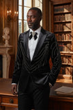 Barabas Wholesale Men's Velvet Rhinestones Design Peak Lapel Blazer 5BL20 Black Silver